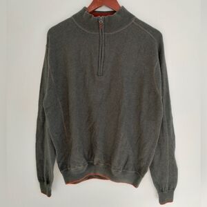 Raffi Linea Uomo Cotton Wool Cashmere Blend Quarter Zip Sweater Large Green